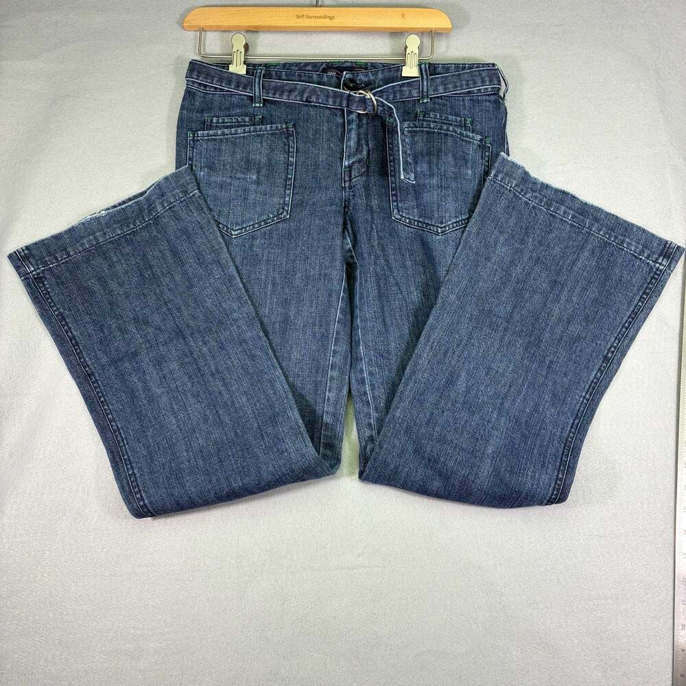 Roxy Women's Dark Wash Utility Wide-Leg Denim Jeans with Belt